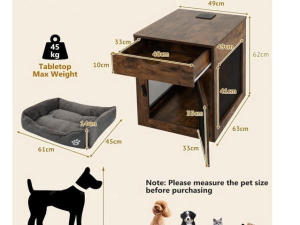 Image 2 of GYMAX Wooden Dog Crate, Furniture Style Puppy Cage Side