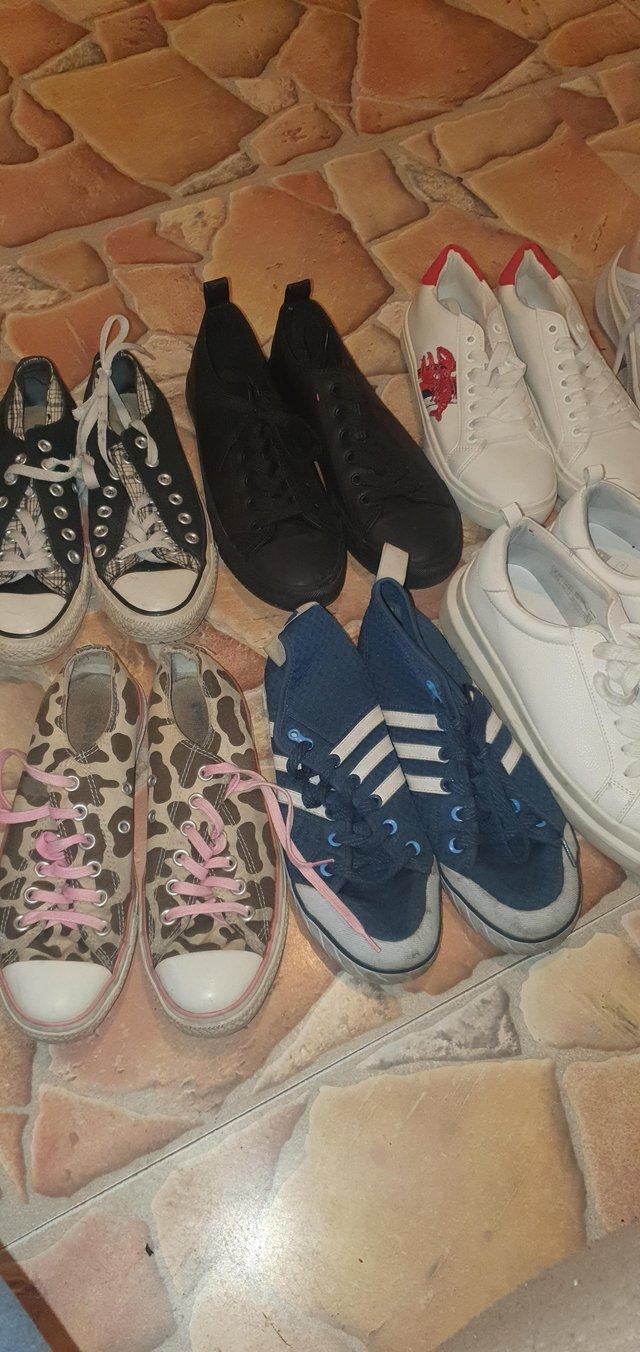 Preview of the first image of 10 Pairs Of Womans Trainers & Pumps, Size 5 , Good Condition.