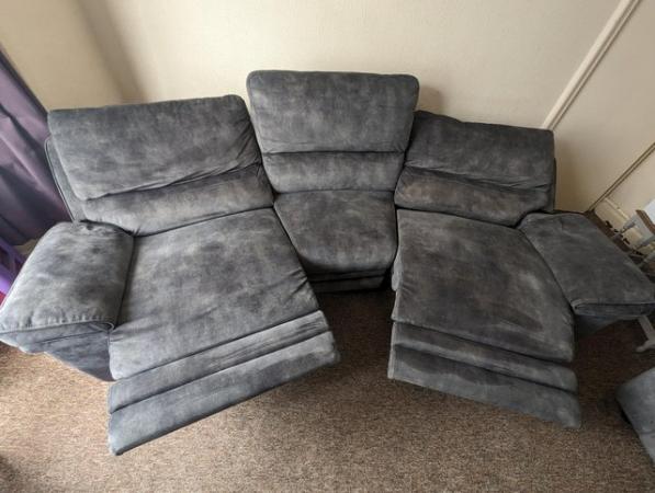 Image 3 of 4 seater curved sofa and large cuddle chair