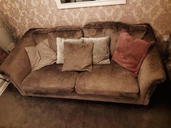 Image 3 of Russell Dean three seater dark grey sofa