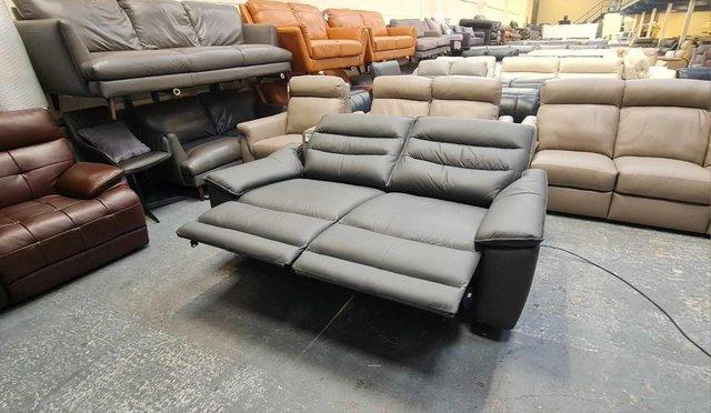 Image 2 of Carter grey leather electric recliner 3 seater sofa