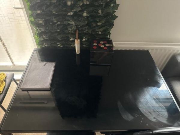 Image 1 of Black Glass Dinning Table