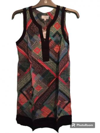 Image 1 of Apricot Geo Print Sleeveless Dress 10