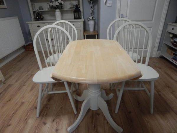 Image 4 of Dropleaf Kitchen / Dining table & 4 chairs , Beech , Vintage