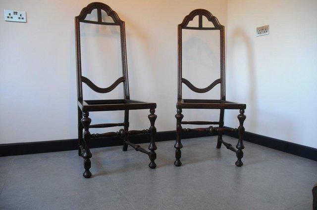 Image 1 of Pair Antique High Backed Chairs Walking Fox Maker's Mark