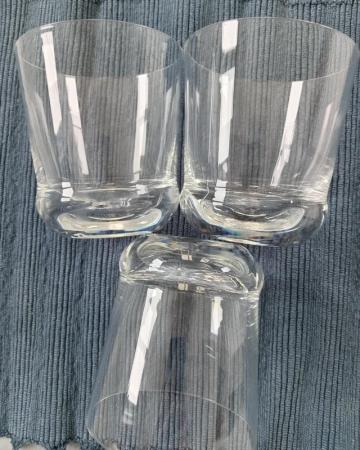 Image 8 of Set of 3 Plain Glass Whiskey Tumblers.  Vintage.