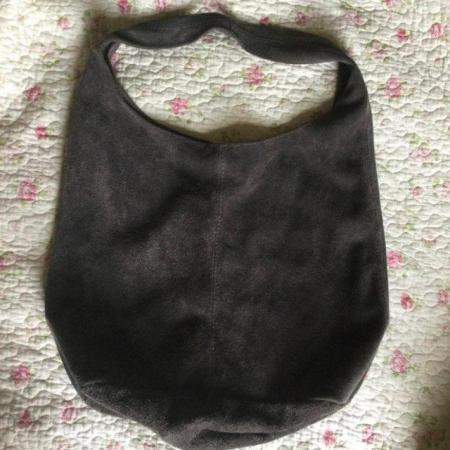 Image 4 of BORSE IN PELLE Dark Grey Suede Leather LARGE Slouch Hobo Bag