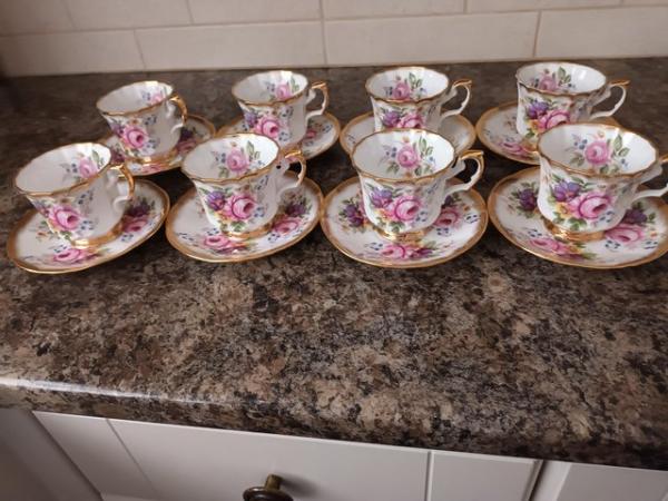 Image 2 of 9 cups and saucers.  Excellent quality.