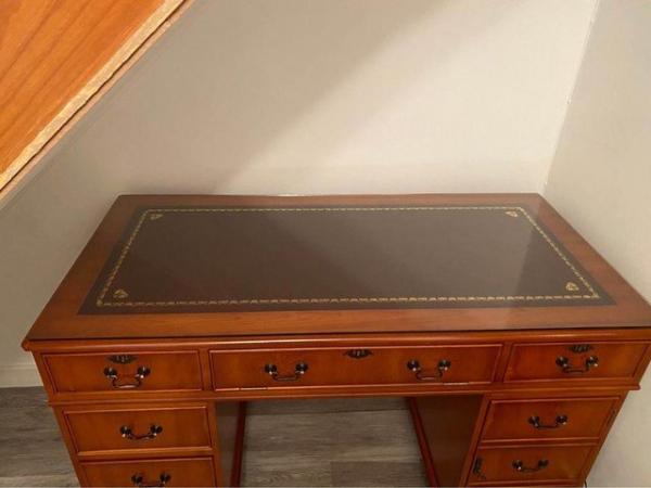 Image 2 of Yew Wood Computer Desk Very Good Condition