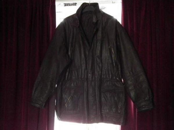 Image 1 of Men's brown soft leather jacket 54" XXL