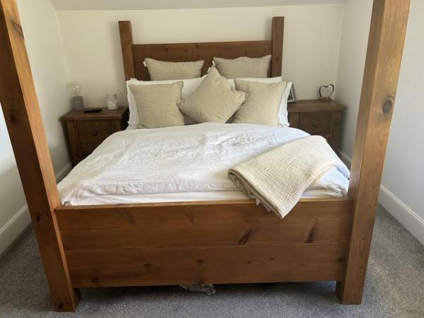 Image 1 of Double plank bed and 2 bedside drawers