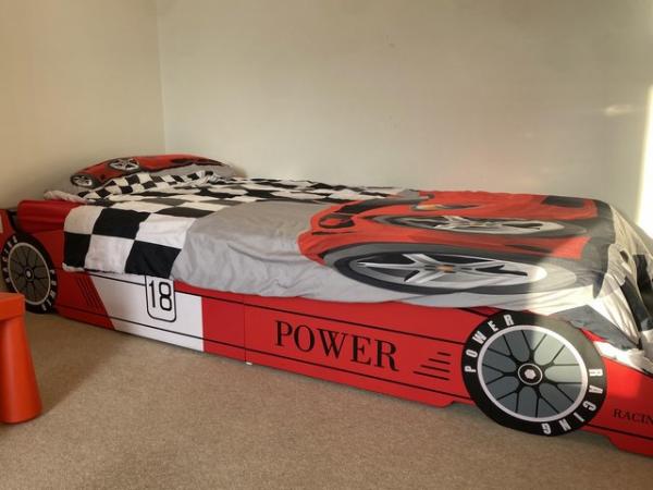 Image 2 of Children boys race car bed red
