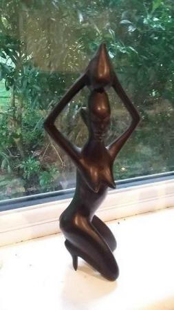 Image 1 of Vintage Ebony African Carved Wood Figure - approx. 8.5" x 4"