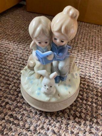 Image 1 of Vintage China boy and girl Bedtime story musical ornament