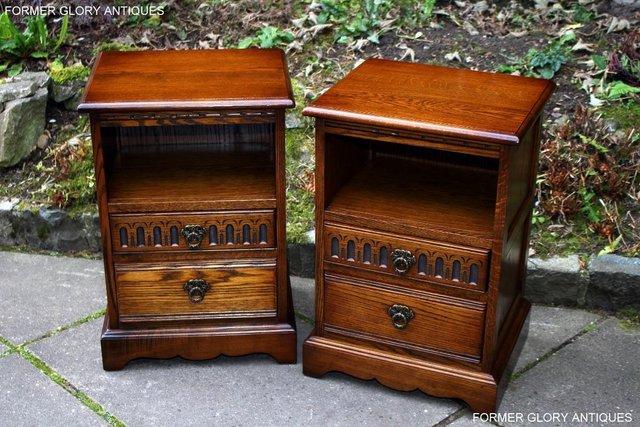 Image 99 of A PAIR OF OLD CHARM LIGHT OAK BEDSIDE CABINETS LAMP TABLES