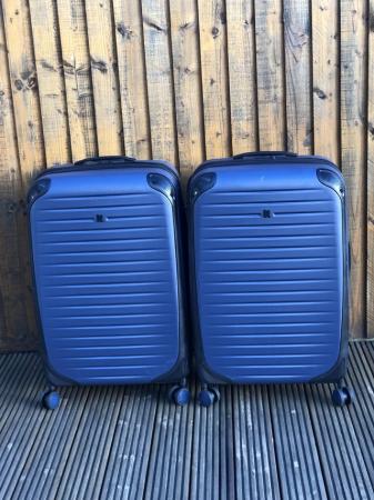 Image 1 of Pair of Large IT Blue Hard Shell Suitcases