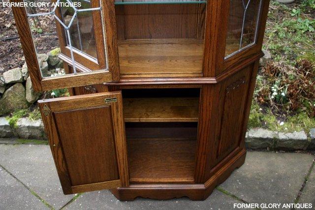 Image 40 of OLD CHARM LIGHT OAK CANTED CHINA DISPLAY CABINET STAND UNIT