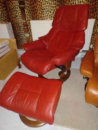 Image 1 of Stressless Ekornes leather swivel reclining chair
