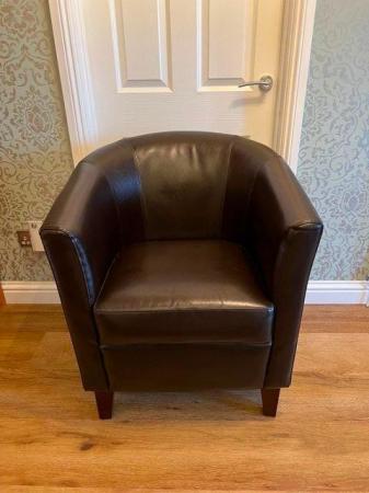 Image 1 of Genuine Brown Leather Tuscany Tub Chair
