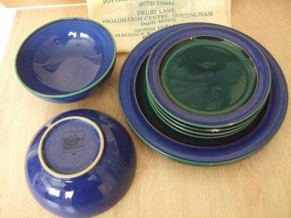 Image 3 of DENBY DarkGreen/Blue. 2 Dinner Plates,4 Side Plates,4 Dishes