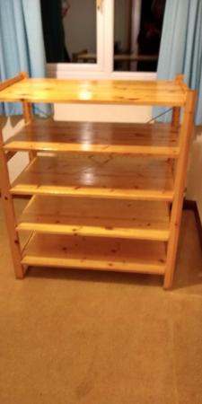 Image 1 of Solid Pine Shelving Unit (collapsible)