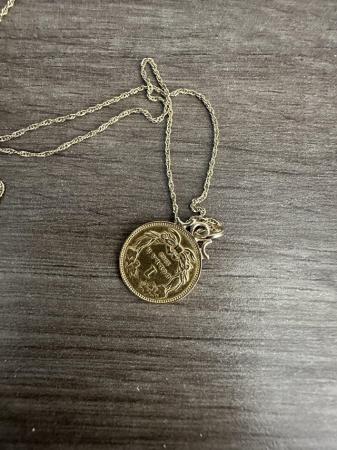 Image 2 of 22k gold one dollar coin and 14k rope necklace