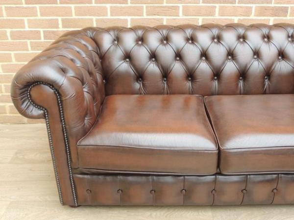 Image 5 of Saxon Chesterfield Antique Brown Sofa (UK Delivery)