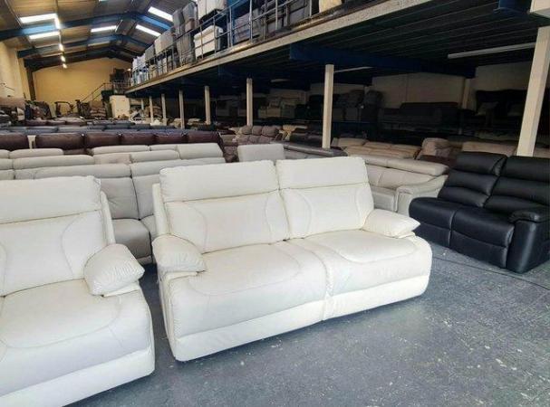 Image 11 of La-z-boy Raleigh ivory leather 3+2 seater sofas