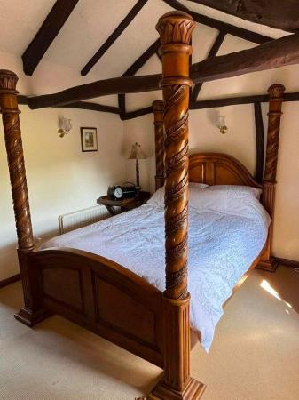 Image 2 of Four Poster Solid Carved Wood KING Size Bed