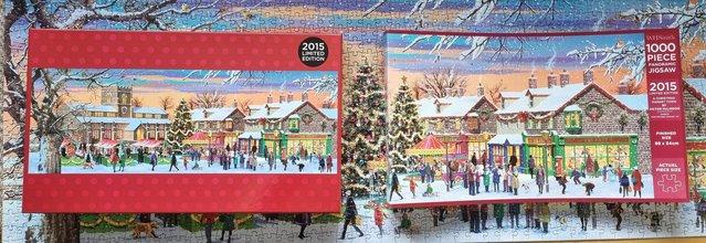 Image 1 of 1000 piece jigsaw called A CHRISTMAS MARKET TOWN by W.H.SMIT