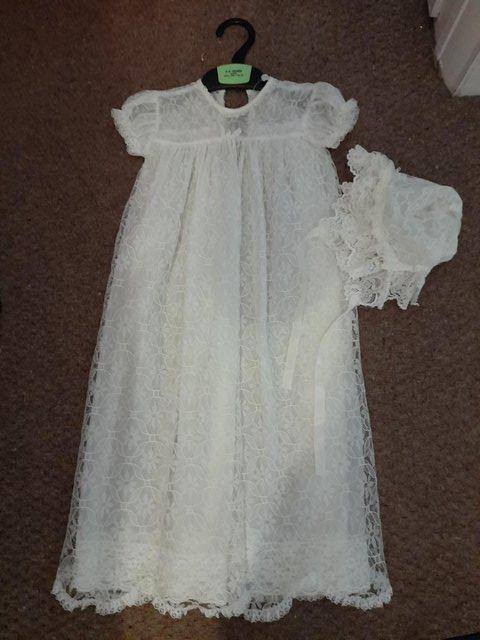 Preview of the first image of Retro 60's christening dress and hat.