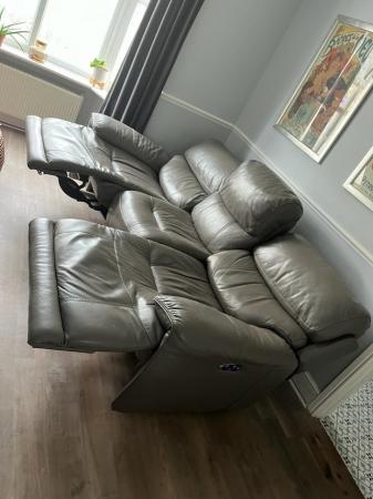 Image 1 of 3 Seater Leather Recliner Sofa with Power Headrests