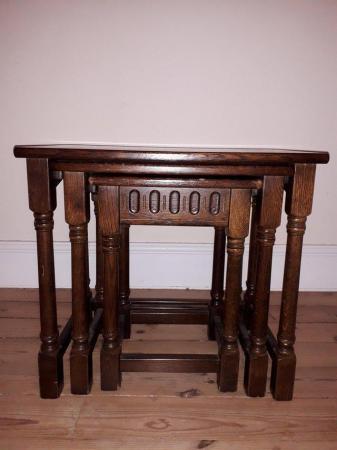 Image 1 of OAK NEST OF TABLES SET OF THREE