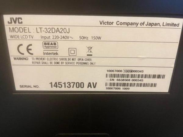 Image 1 of 32” JVC LCD TV - spares or repair