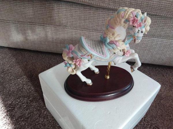 Image 7 of FINE BISQUE PORCELAIN CAROUSEL HORSE WITH 24KT GOLD