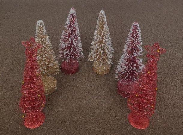 Image 1 of 6 Miniature Christmas Tree Ornaments/Decorations