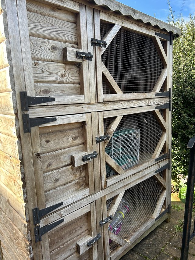 Preview of the first image of Triple Rabbit hutches. Heavy wood.