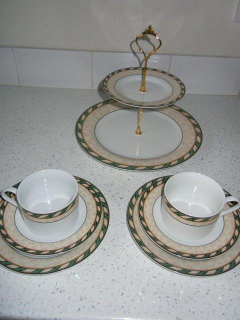 Preview of the first image of Cake Stand 2 Tier + 2 Trios Coffee for Two Vintage Party?.
