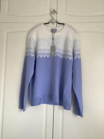 Image 1 of PURE Collecton cashmere blue fairisle jumper