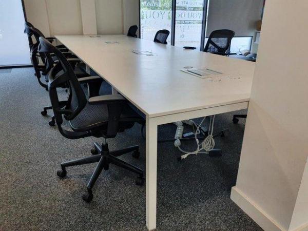 Image 5 of 2 white 8-pod/bench/hot desk office business desk/tables