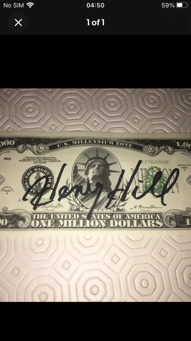 Preview of the first image of Henry Hill The ORIGINAL Goodfella - Hand signed dollar.