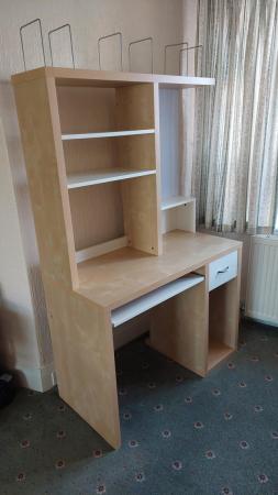 Image 1 of Desk (IKEA) Beech/white veneer. Great condition.