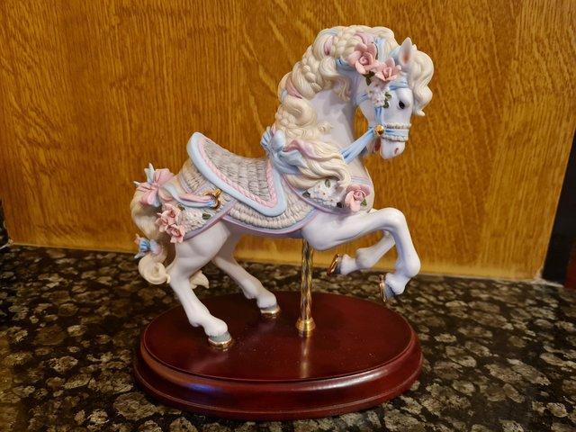 Preview of the first image of Fairytale porcelain horse on base.