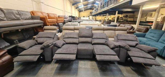 Image 13 of Goodwood grey fabric recliner 3 seater sofa and 2 armchairs