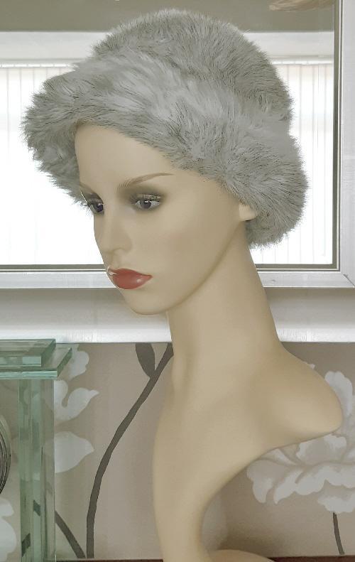 Preview of the first image of Lovely Ladies Light Grey Faux Fur Hat         BX37.