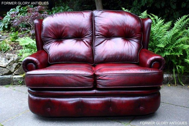 Image 58 of SAXON OXBLOOD RED LEATHER CHESTERFIELD SETTEE SOFA ARMCHAIR