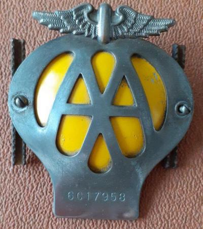 Image 2 of Old Vintage AA Car Badge with original stops no 6C17958