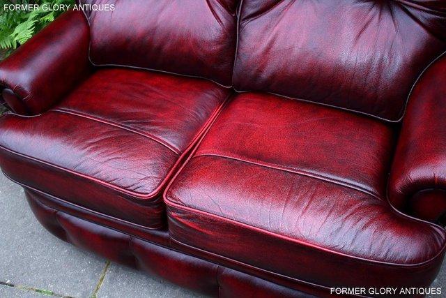 Image 20 of SAXON OXBLOOD RED LEATHER CHESTERFIELD SETTEE SOFA ARMCHAIR