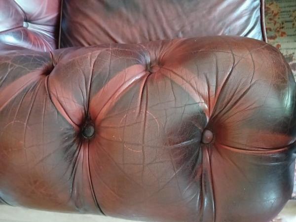 Image 2 of Small 2 seater chesterfield sofa in red leather