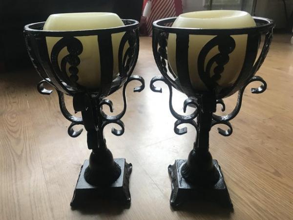 Image 2 of Wrought iron candle holders with candles